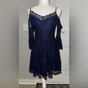 Elegant Navy Lace Dress